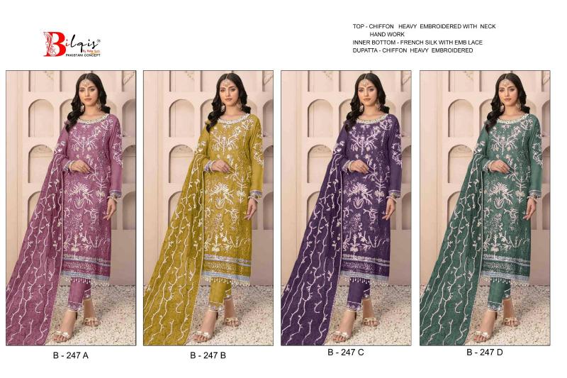 Bilqis B 247 catalog pakistani designer suits surat wholesalers