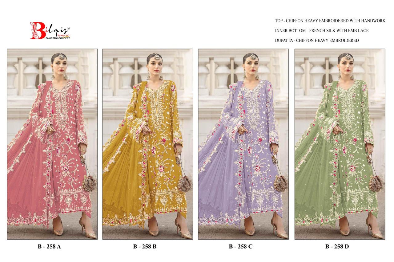 Bilqis B 258 A To D catalog pakistani suit wholesaler in delhi