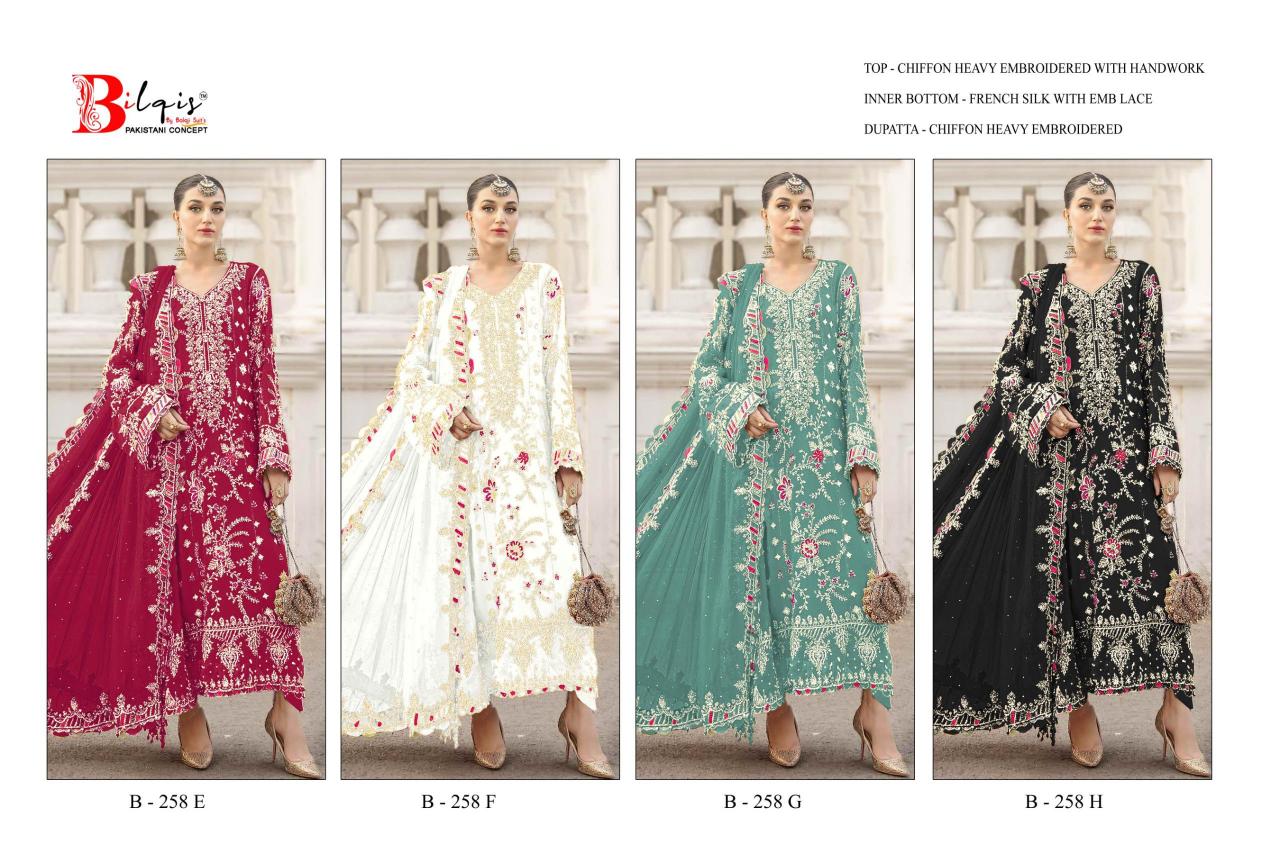 Bilqis B 258 E TO H catalog pakistani suits in wholesale price