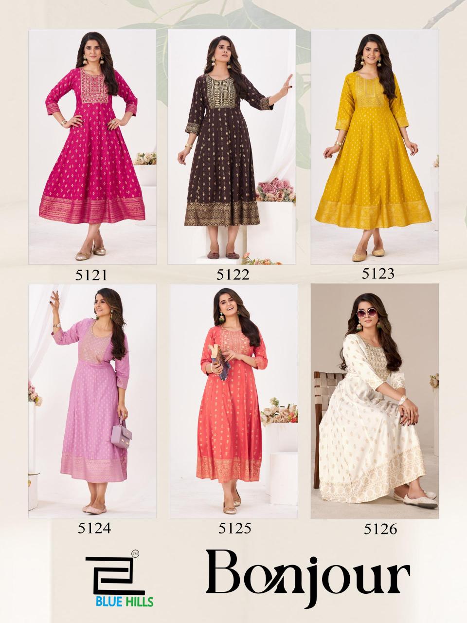 Blue Hills Bonjour catalog anarkali kurtis wholesale