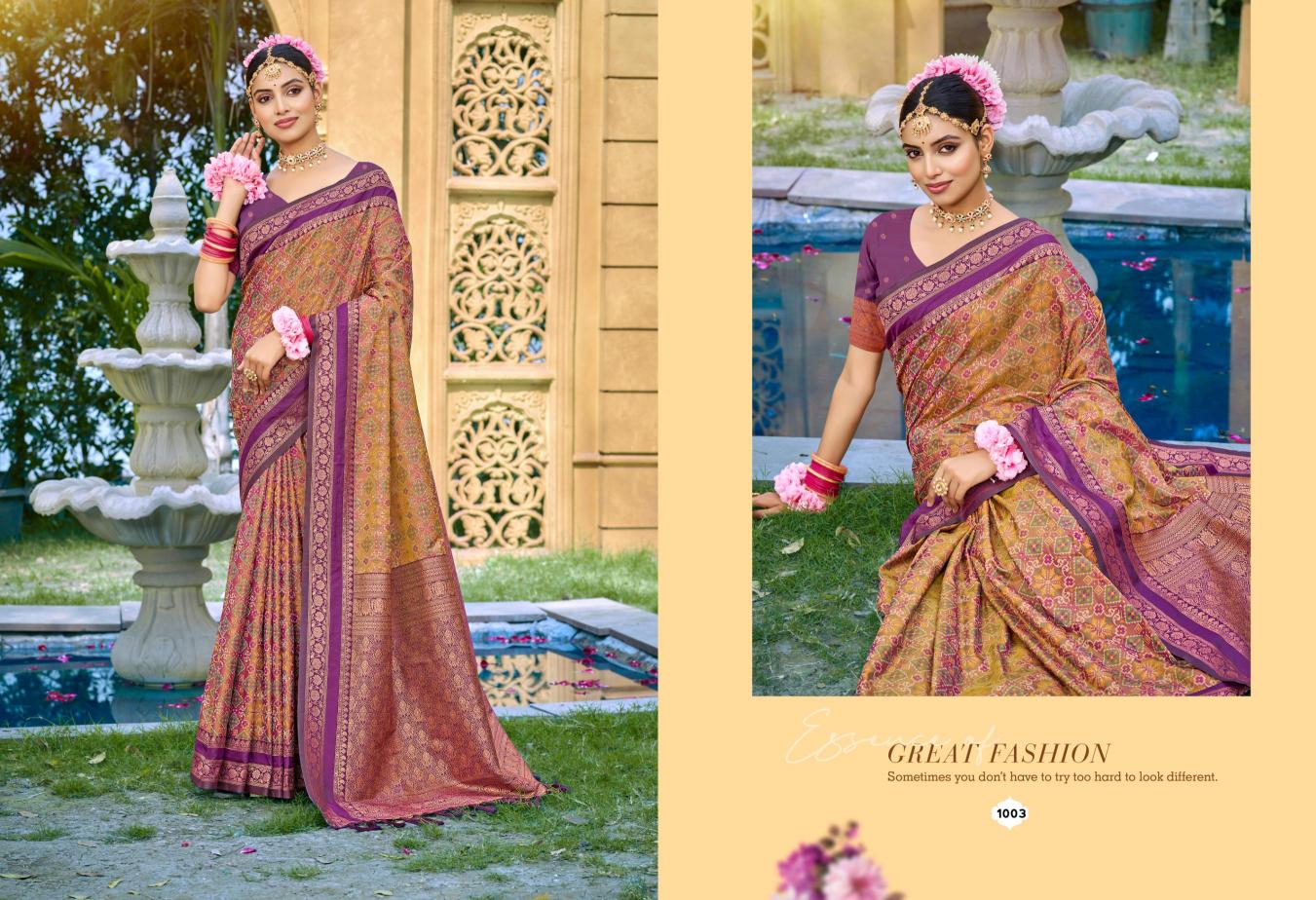 Bunawat - Kantha silk Sangam Prints SOFT SILK Woven Work Traditional Saree