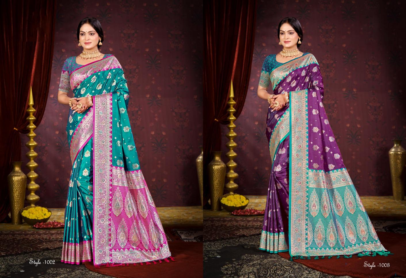 Bunawat - Plazma Satan 06 Sangam Prints SATIN SILK Woven Work Traditional Saree