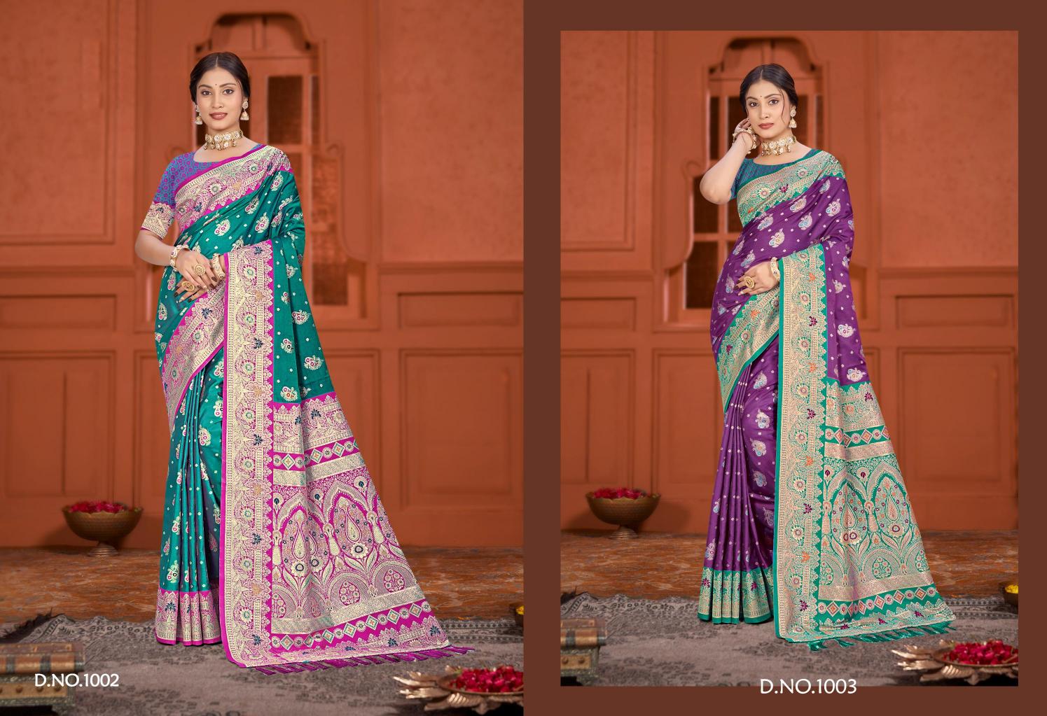 Bunawat - Plazma Satan 07 Sangam Prints SATIN SILK Woven Work Traditional Saree