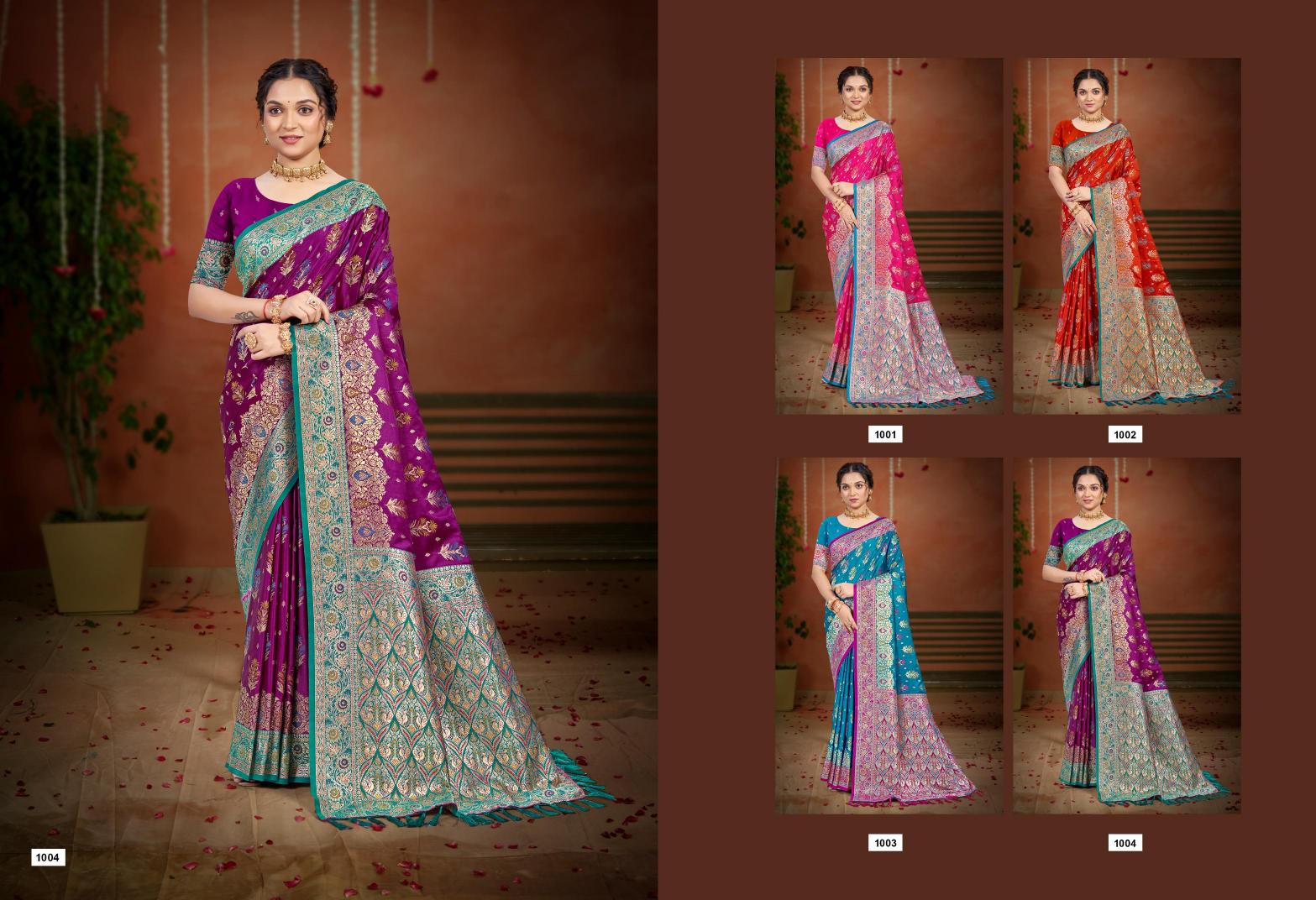 Bunawat - Surmai Satan 02 Sangam Prints Satin Silk Woven Work Traditional Saree