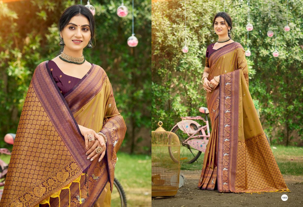 Bunawat - Tanishka Silk Sangam Prints SOFT SILK Woven Work Traditional Saree