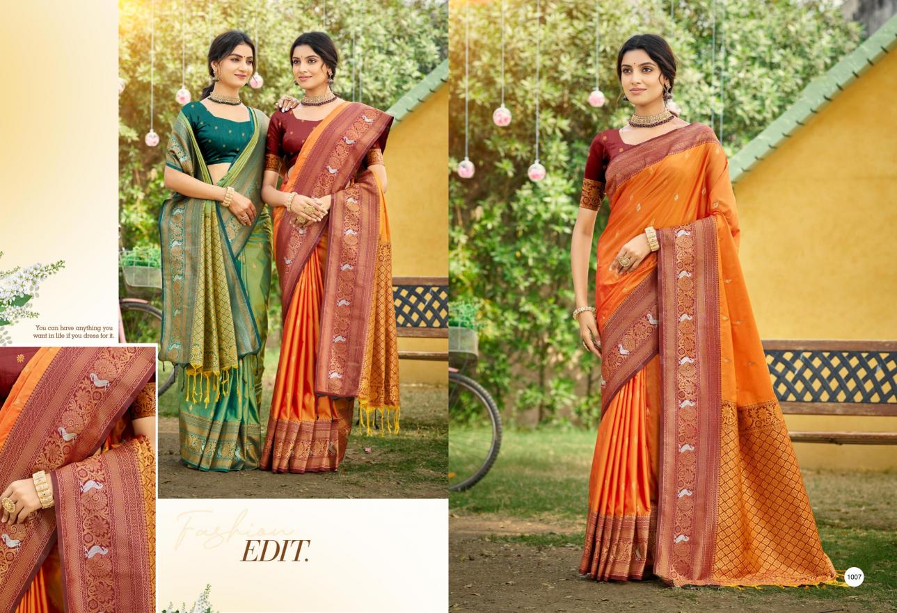 Bunawat - Tanishka Silk Sangam Prints SOFT SILK Woven Work Traditional Saree
