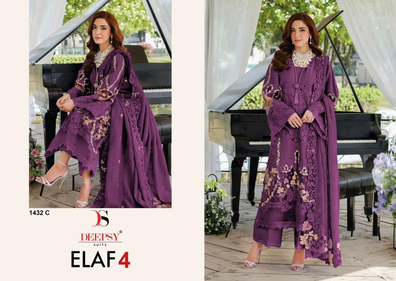 Deepsy Elaf Luxury Lawn vol 4 1432 A TO D catalog pakistani suits wholesaler