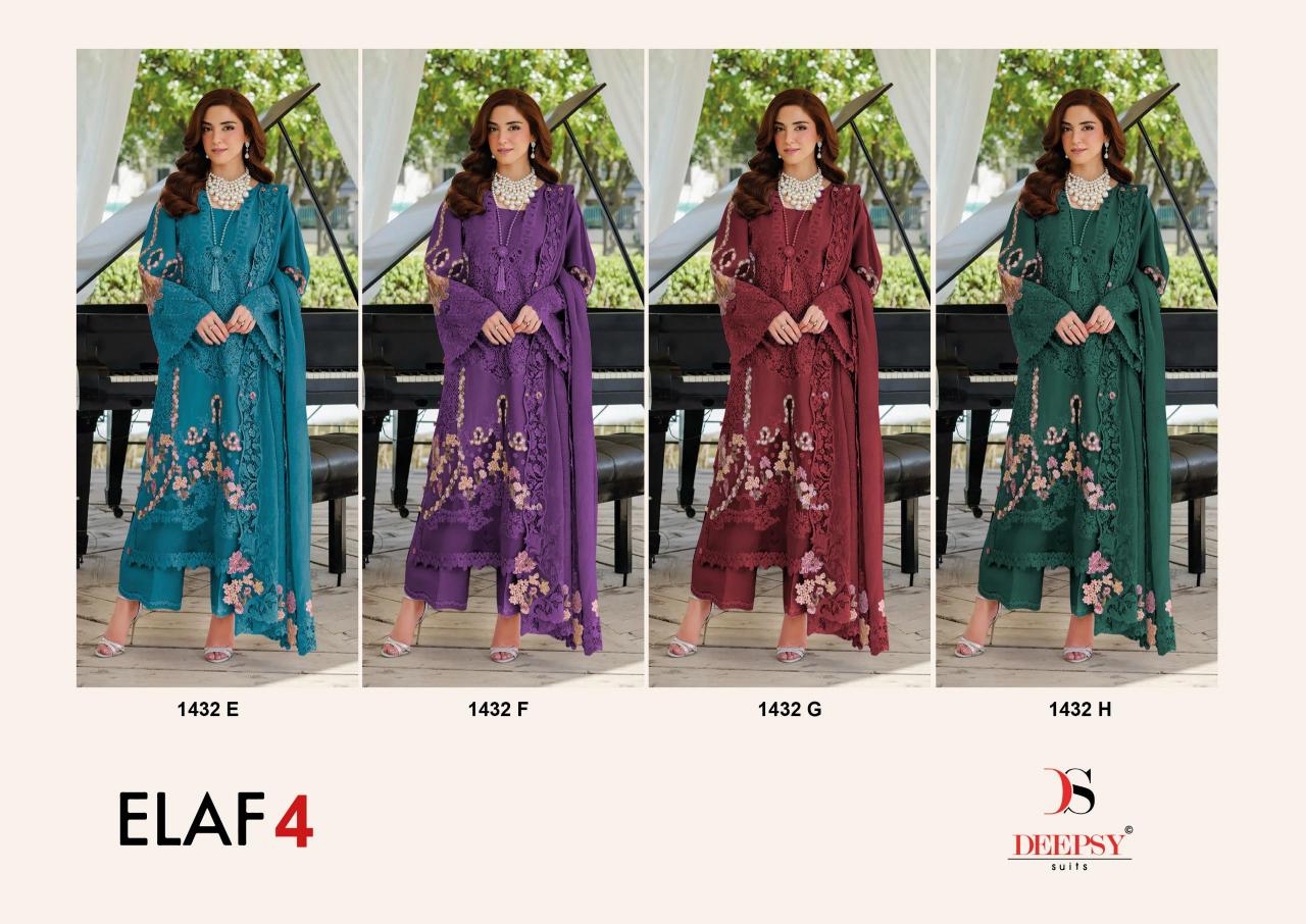 Deepsy Elaf Luxury Lawn vol 4 d 1432 catalog pakistani suits wholesale
