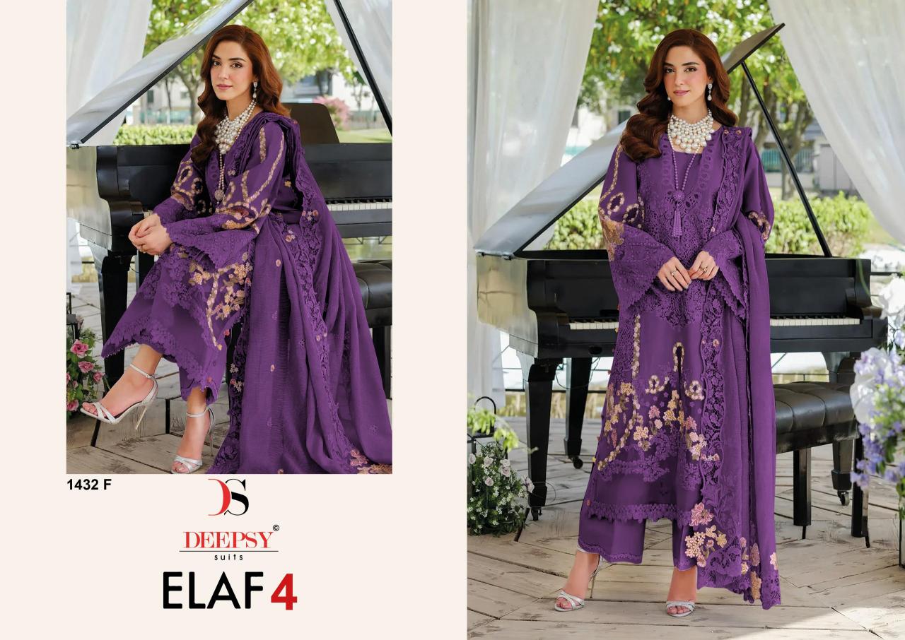 Deepsy Elaf Luxury Lawn vol 4 d 1432 catalog pakistani suits wholesale