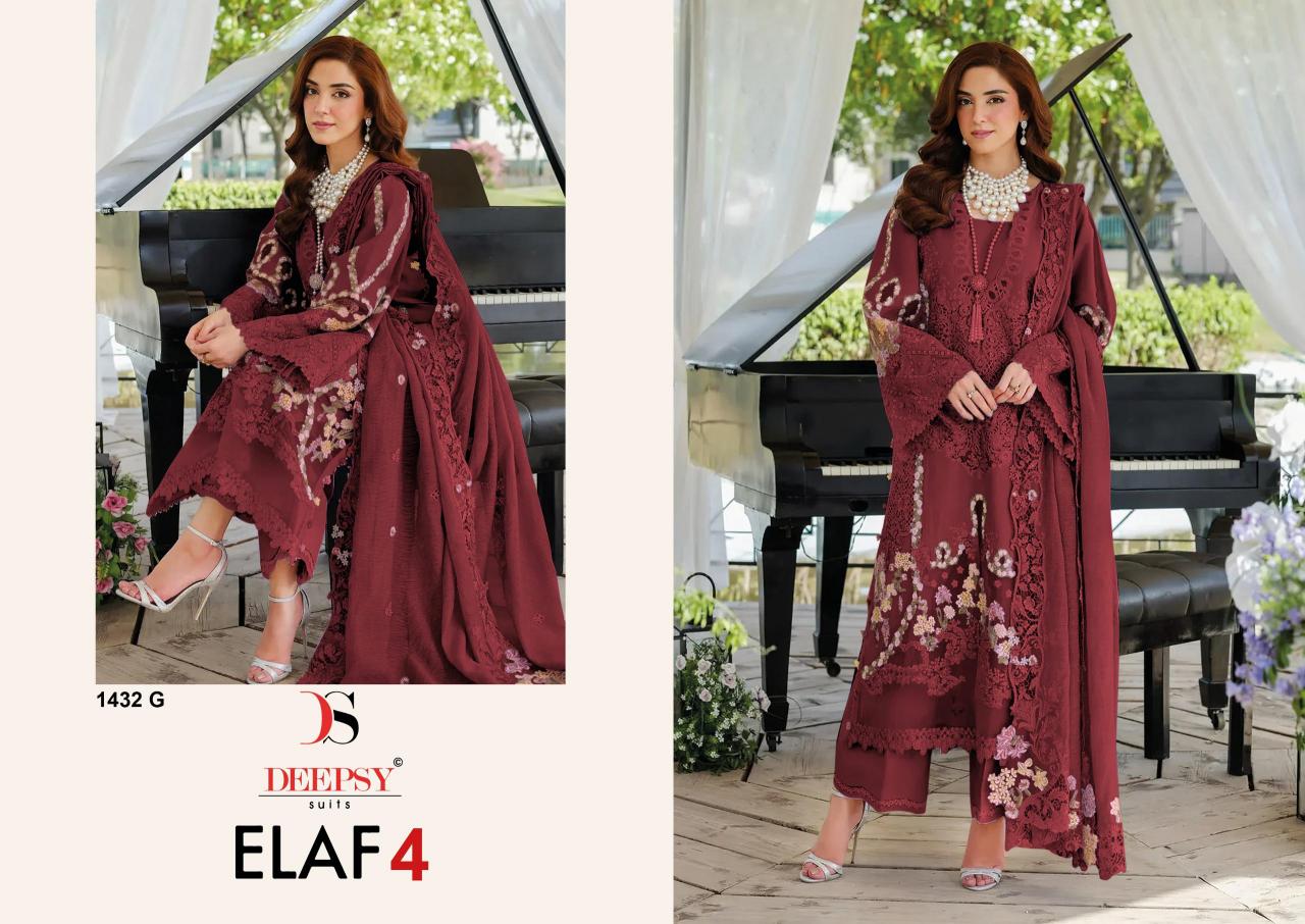 Deepsy Elaf Luxury Lawn vol 4 d 1432 catalog pakistani suits wholesale
