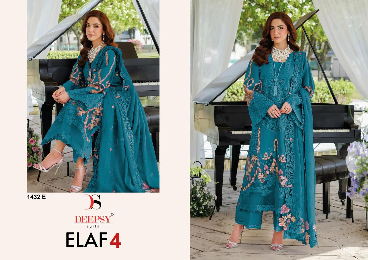 Deepsy Elaf Luxury Lawn vol 4 d 1432 catalog pakistani suits wholesale