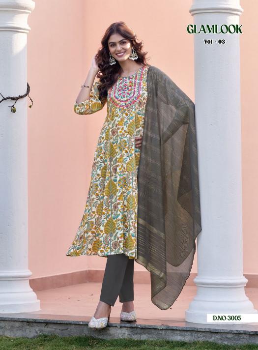 Diya Trends Glamlook vol 3 catalog branded designer kurti wholesale shops in mumbai