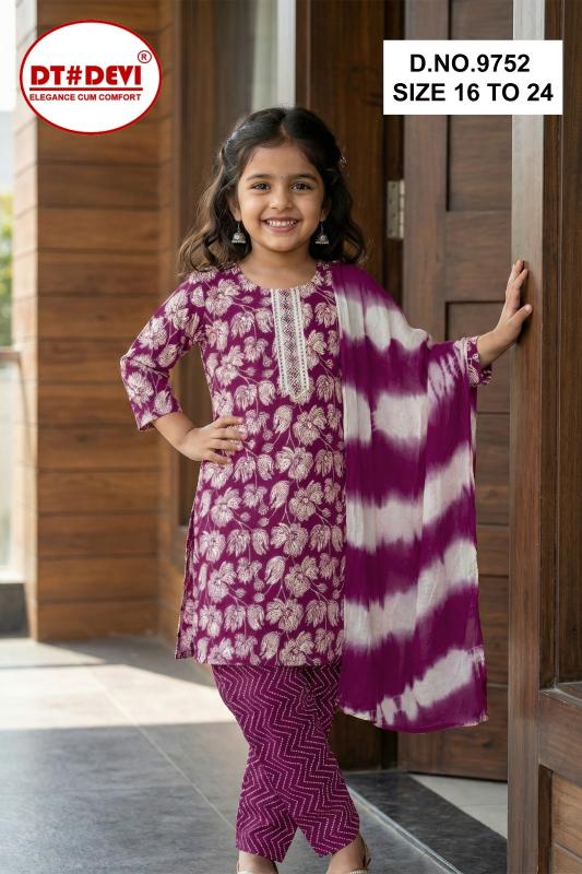 Dt Devi Tia vol 3 9752 catalog kids wear surplus wholesale delhi