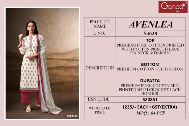 Ganga Avenlea 3638 catalog wholesale salwar kameez online
