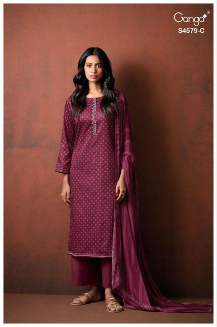 Ganga Eillie 4579 catalog wholesale unstitched salwar kameez material