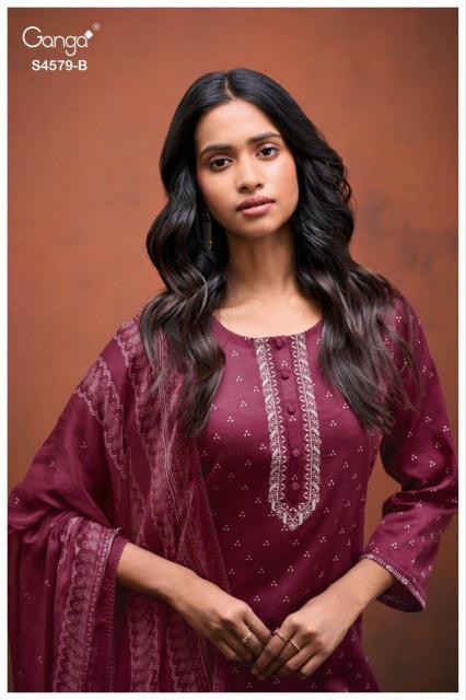 Ganga Eillie 4579 catalog wholesale unstitched salwar kameez material