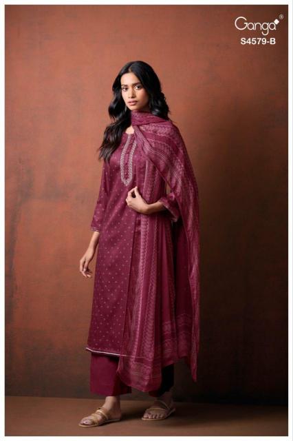 Ganga Eillie 4579 catalog wholesale unstitched salwar kameez material