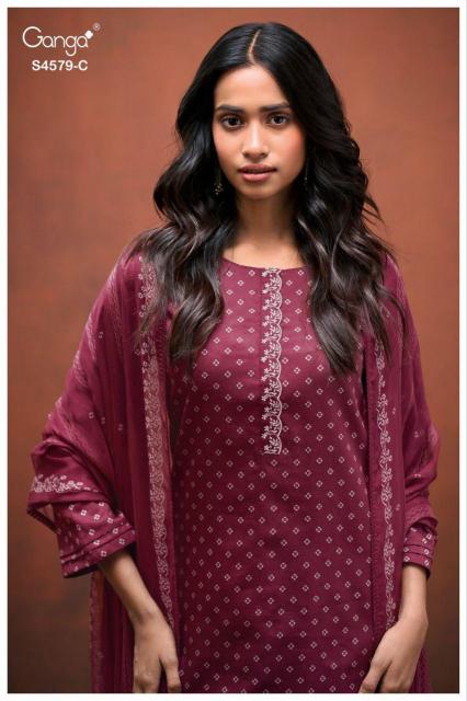 Ganga Eillie 4579 catalog wholesale unstitched salwar kameez material