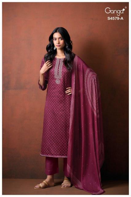 Ganga Eillie 4579 catalog wholesale unstitched salwar kameez material