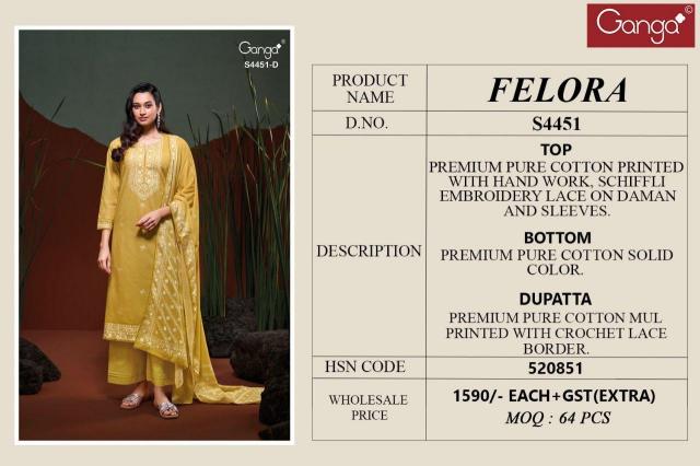 Ganga Felora 4451 catalog salwar kameez wholesale market in ahmedabad 