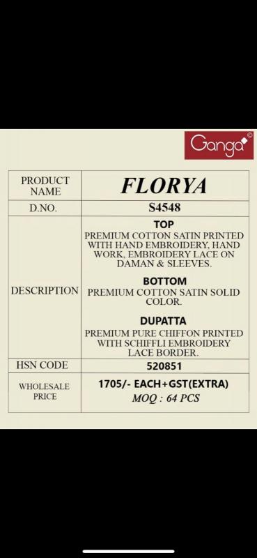 Ganga Florya 4548 catalog salwar kameez catalog wholesale
