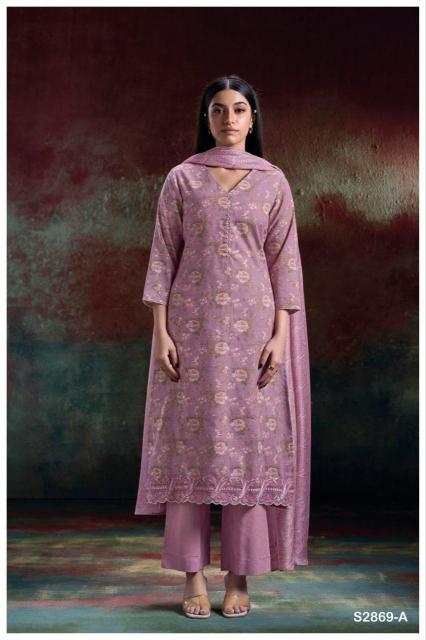 Ganga Hlaing 2869 catalog wholesale unstitched salwar kameez suppliers