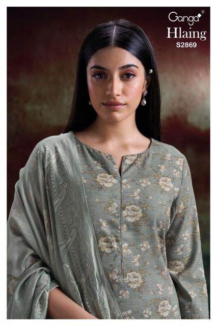 Ganga Hlaing 2869 catalog wholesale unstitched salwar kameez suppliers