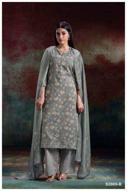 Ganga Hlaing 2869 catalog wholesale unstitched salwar kameez suppliers