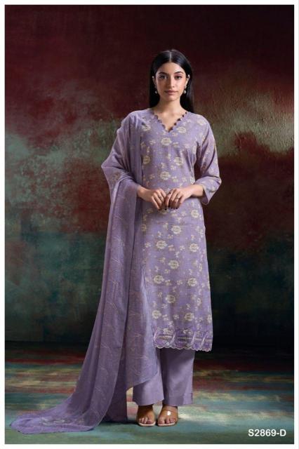 Ganga Hlaing 2869 catalog wholesale unstitched salwar kameez suppliers