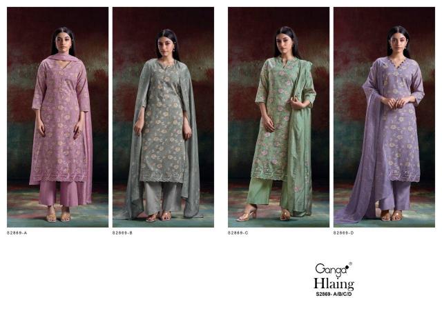 Ganga Hlaing 2869 catalog wholesale unstitched salwar kameez suppliers