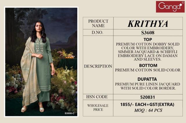 Ganga Krithya 3608 catalog wholesale salwar kameez