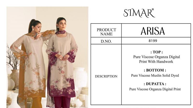 Glossy Simar Arisa 8199 catalog wholesale market of salwar kameez in bangalore