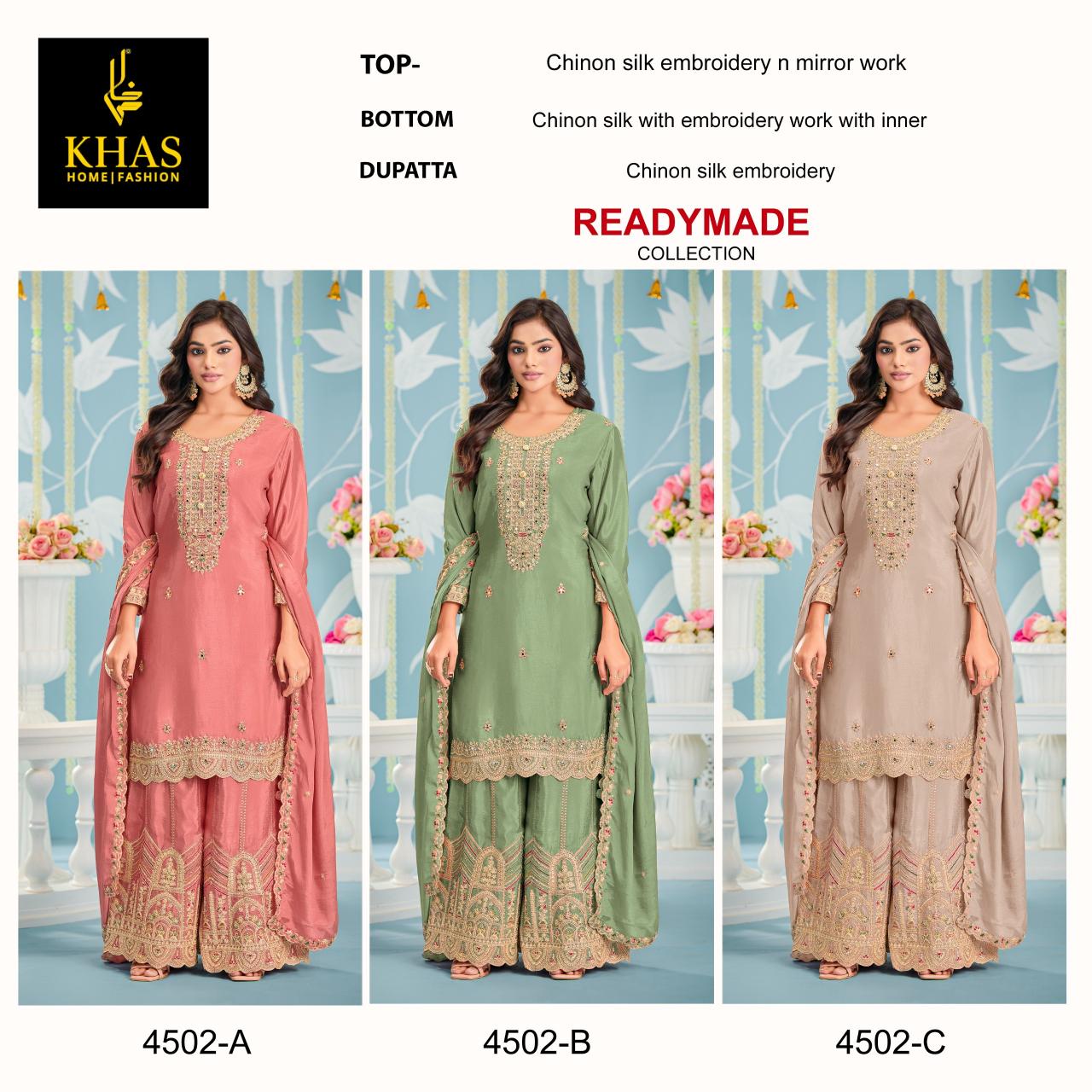 Khas 4502 A To C catalog pakistani suit wholesaler