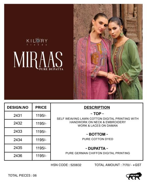 Kilory Miraas catalog best wholesale salwar kameez