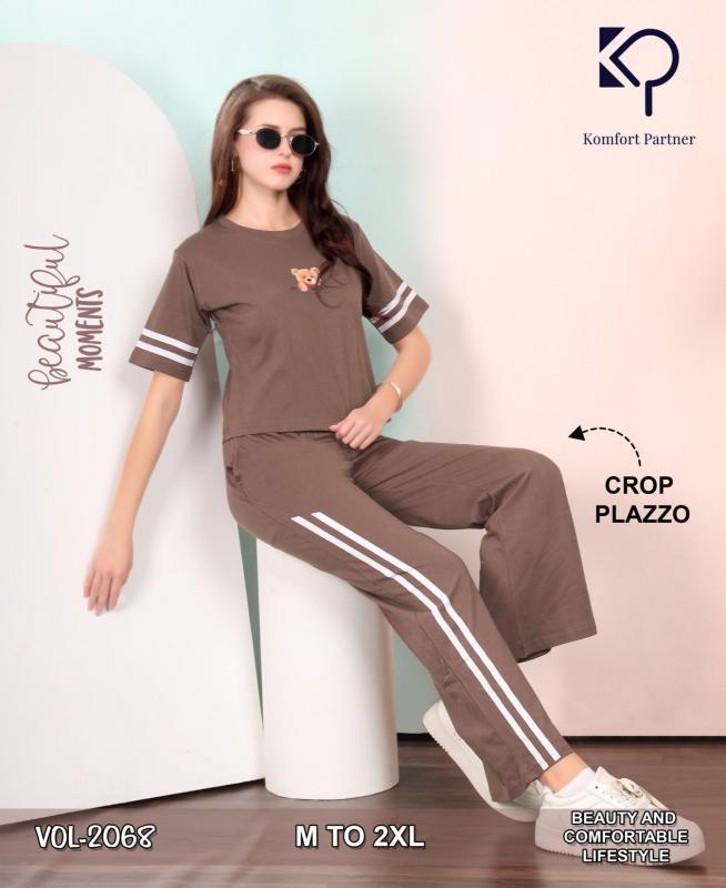 KP 2068 catalog crop t shirt with plazo night dress