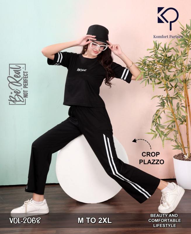 KP 2068 catalog crop t shirt with plazo night dress