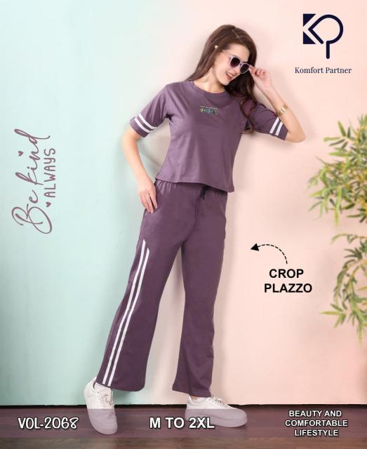 KP 2068 catalog crop t shirt with plazo night dress