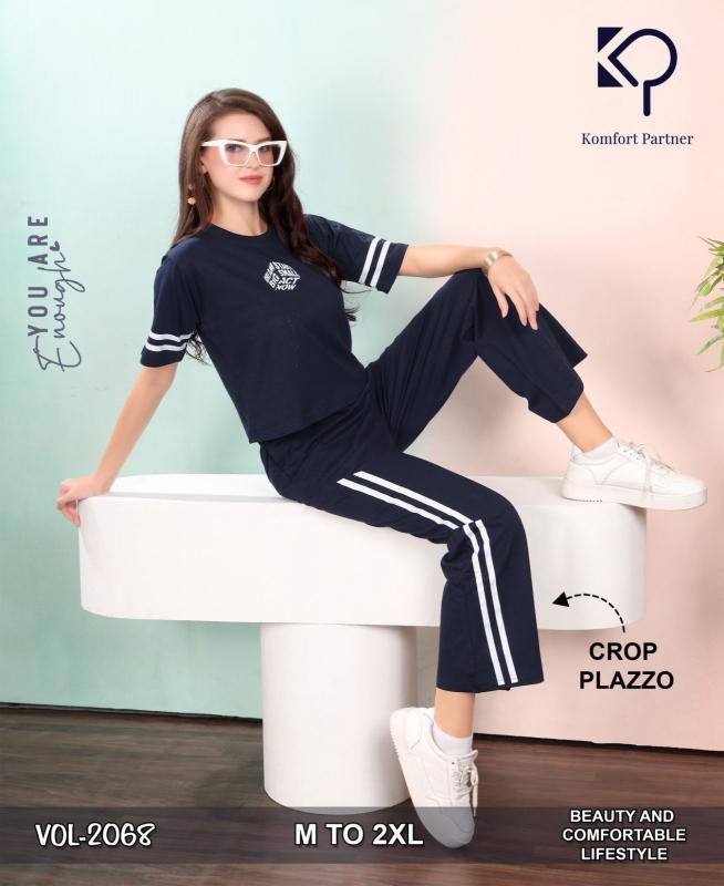 KP 2068 catalog crop t shirt with plazo night dress