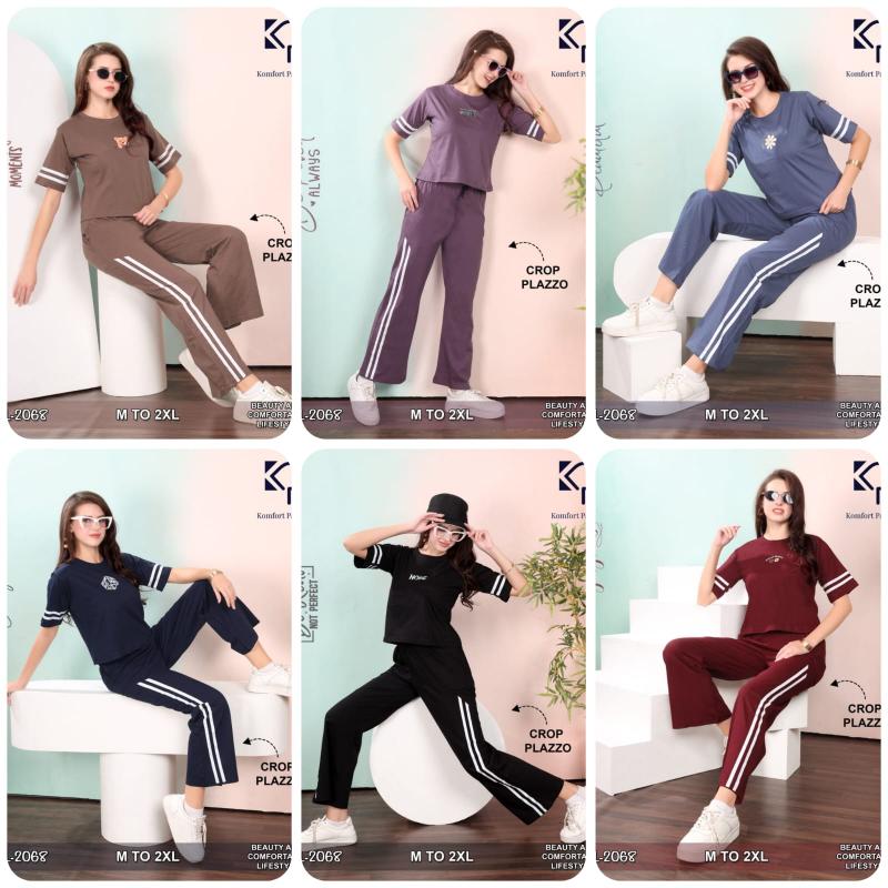 KP 2068 catalog crop t shirt with plazo night dress
