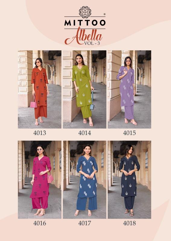 Mittoo Albella Vol 3 Catalog co ord set for women winter