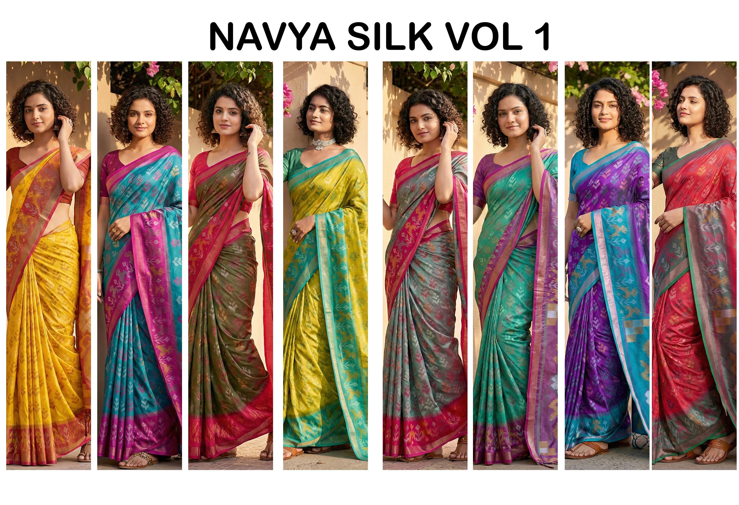 NAVYA SILK VOL 1 by shree shyam fashion fancy designer Pochampalli Soft Silk fabric saree wholesale with Fancy latkan