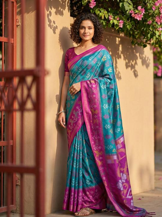 NAVYA SILK VOL 1 by shree shyam fashion fancy designer Pochampalli Soft Silk fabric saree wholesale with Fancy latkan