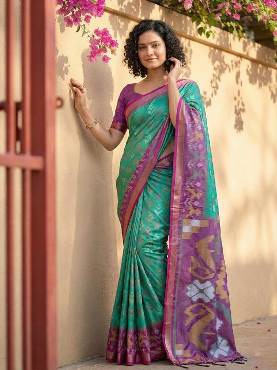 NAVYA SILK VOL 1 by shree shyam fashion fancy designer Pochampalli Soft Silk fabric saree wholesale with Fancy latkan
