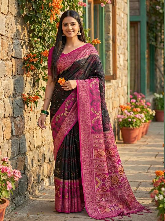 NAVYA SILK VOL 2 by shree shyam fashion fancy designer Pochampalli Soft Silk fabric saree wholesale with Fancy latkan