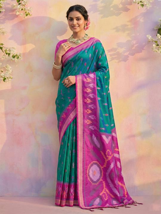 NAVYA SILK VOL 3 by shree shyam fashion fancy designer Pochampalli Soft Silk fabric saree wholesale with Fancy latkan