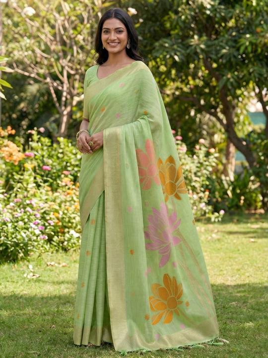 PANKHUDI by Astita fancy designer Soft LINEN COTTON fabric saree wholesale with Fancy latkan