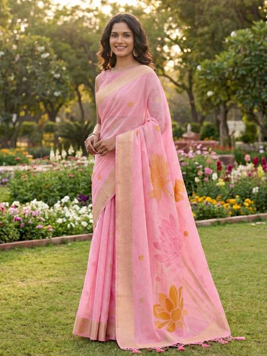 PANKHUDI by Astita fancy designer Soft LINEN COTTON fabric saree wholesale with Fancy latkan
