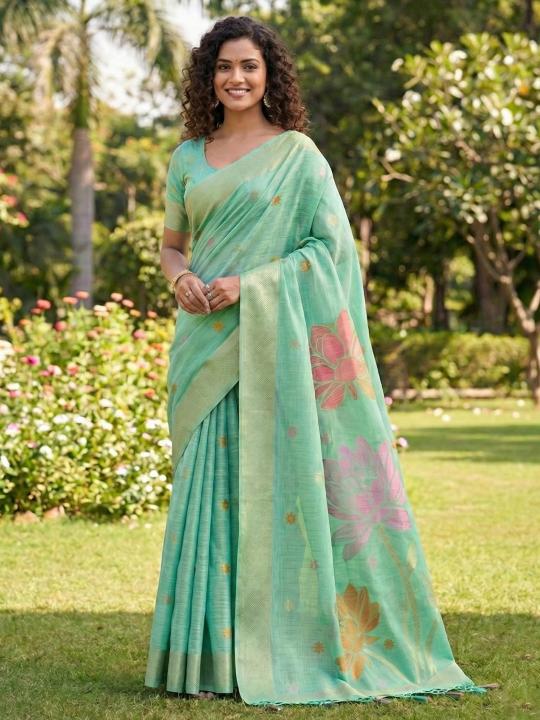 PANKHUDI by Astita fancy designer Soft LINEN COTTON fabric saree wholesale with Fancy latkan