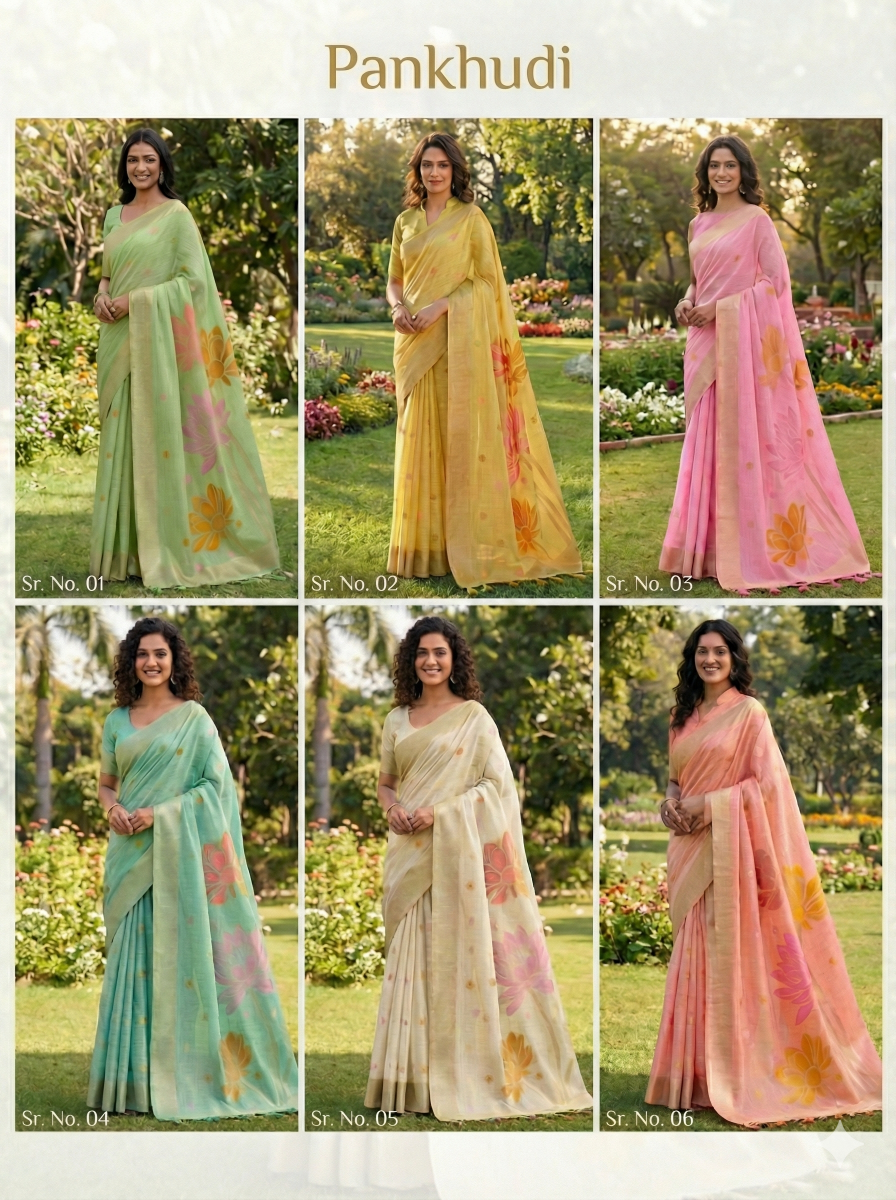 PANKHUDI by Astita fancy designer Soft LINEN COTTON fabric saree wholesale with Fancy latkan