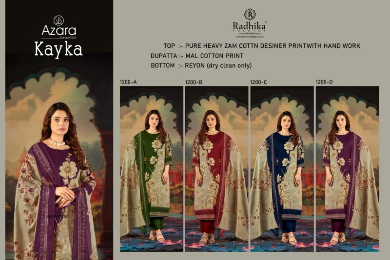 Radhika Azara Kayka D 1200 catalog surat dress material catalogue